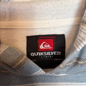 Quiksilver Blue and White Patterned Hoodie